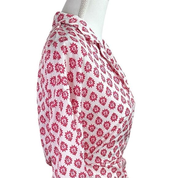 NORACORA Pink and White Patterned Wrap Dress Cool Feel Size Small - Picture 6 of 12